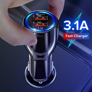 China 18W 3.1A Car Charger Quick Charge 3.0 Universal Dual USB Fast Charging QC For iPhone Samsung Xiaomi Mobile Phone In Car supplier