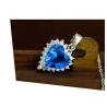 Sterling Silver Created Blue Topaz Heart Pendant Necklace for Women (N12281)