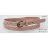 China Old Brass Buckle Pink PU Ladies Belts With Punching Patterns wholesale