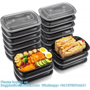 Black Plastic Containers With Lids For Storage-Microwave & Freezer & Dishwasher Safe, BPA-Free, Durable&Stackable