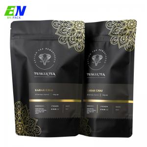 China Custom Printing Fashion Fine Laminated Aluminum Foil Matt Black Stand Up Zip Lock Pouch For Coffee Packaging Bag supplier