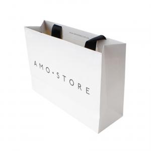 Mini White Branded Paper Bags Company Logo Promotional  For Business Emboss Printing