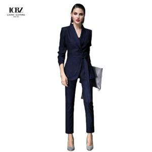 2021 Formal Women Uniform Long Sleeve Women's Suits Customized Ladies Office Slim Suit Set