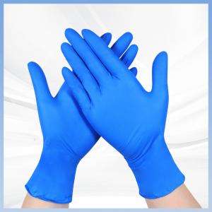 Disposable 9 Inch Blue Nitrile Gloves Acid And Alkali Resistant