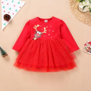 Child Festivals 120CM 47in Red Long Sleeve Summer Dresses Spring Autumn