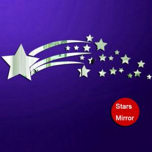 China stars PS wall decal,1MM thickness 3D mirror stickers,20 stars home decor kids bedroom supplier