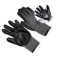 Black 18 Knitted Safety Work Glove Level 3 Cut Resistant Rubber Palm Coated Gloves