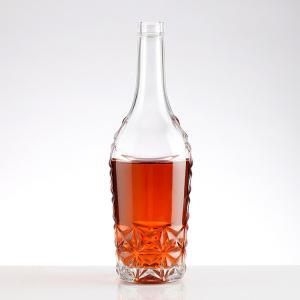China 500ml 700ml 750ml Frosted Round Glass Bottle for Whisky Rum Liquor Distillery Industry supplier