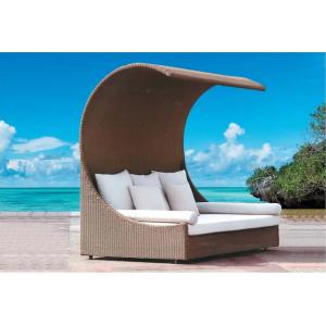 Popular resin PE rattan wicker round sofa bed canopy shade pool outdoor daybed with canopy--3001