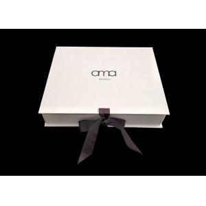 Ribbon Closure Open Custom Printed Shipping Boxes White Paperboard Folding