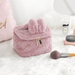 China Small Cute Pink Rabbit Shape Bridesmaid Gift Cosmetic Makeup Bag supplier