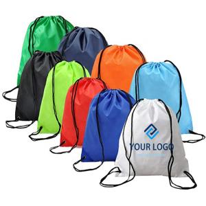BSCI BRC Polyester Drawstring Pouch , RPET Foldable Drawstring Backpack
