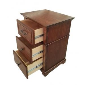 3 Drawer Hotel Bedside Tables For Bedroom Furniture , Walnut Veneer