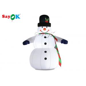 China Oxfor Cloth Inflatable Holiday Decorations Wearing Black Hat And Mittens Blow Up Christmas Snowman supplier