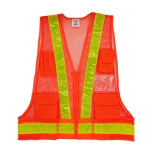 Orange Reflective Safety Vests Construction High Visibility Vest Zipper Closure
