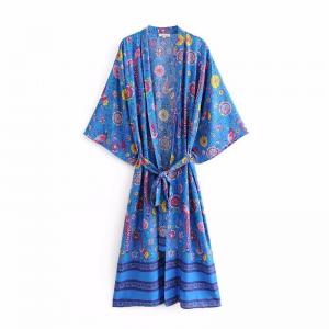 China Plus Size Women Long Kimono Cotton Cover Ups supplier