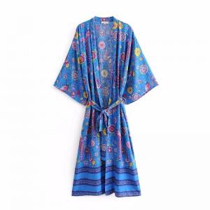 Plus Size Women Long Kimono Cotton Cover Ups