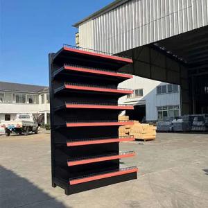 Factory Custom Size Color Q235 Steel black 90cm metal shelf racks para supermercados fashion store shelves