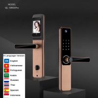 China Smart Life Fingerprint Door Lock Red Bronze Tuya Video Smart Lock on sale