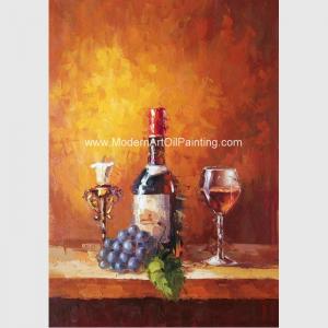 Small Abstract Still Life palette knife art  Wine Bottle Fruit Customized size Color