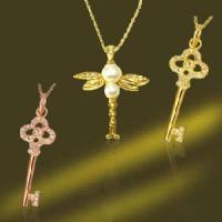 Gold Plated 925 Solid Silver Jewelry Necklace with Key Pendant (NSN3068)