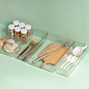 Eco friendly clear drawer divider adjustable plastic container drawer organizers for household