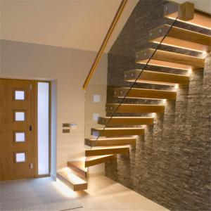 Floating Space Saving Spiral Staircase , Led Wooden Floating Staircase