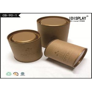 China Round Brown Cardboard Tea Gift Box / Tea Gift Packaging Boxes With Metal Cover supplier