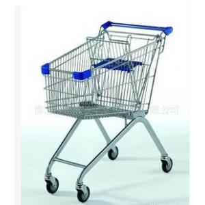 Wire Metal Supermarket Shopping Trolley Cart / Zinc Plated wheeled shopping trolley