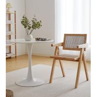 China Nordic Rattan Dining Chair Cherry Wood Rattan Lazy Chair on sale