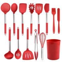 China 14 Pieces Kitchen Cooking Silicone Utensils Set with Stainless Steel Handle Kitchen Tools Set for Nonstick Cookware on sale