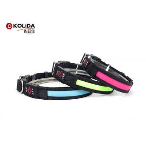 China 3 Colors Adjustable LED Dog Collar , Flashing Luminous Dog Collars Outdoor supplier