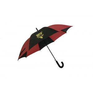 China Advertising Auto Open Stick Umbrella J Hook Plastic Handle Black With Red supplier
