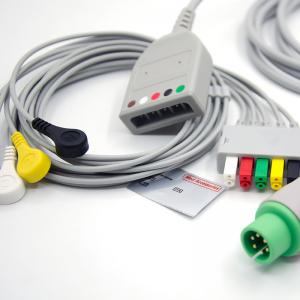 Split 6Pin 5 Leads ECG Monitor Cable Gray Color Latex Free Multi Function