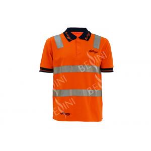 China Safety Long Sleeve Polo Work Shirts , Hi Vis Polo Shirts With Reflective Tape supplier