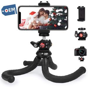 Flexible Phone Tripod, Rotatable Mini Camera Tripod for Smartphone with Phone Holder, Portable Travel Tripod Stand for P