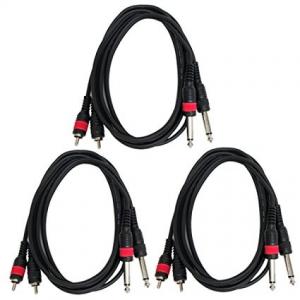 China 6ft Patch Cable , Audio Link Cable Dual RCA To Dual 1/4 TS Black Cables - 6' Home Series Cord supplier