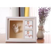 China Wooden 3D Hand And Foot Casting Kits Photo Frame White Baby Shower Gifts on sale