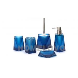 China Blue 5 Piece soap Dispenser Plastic Bathroom Accessories Custom bath sets supplier
