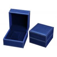 China Blue Leather Wooden Watch Jewelry Box , Elegant Style Ladies Watch Case Box on sale