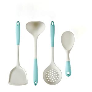 China Wholesale Price Silicone Kitchen Utensils Spoons Shovels Two Color Non Stick Cookware 4-Piece Set Of Cookware supplier