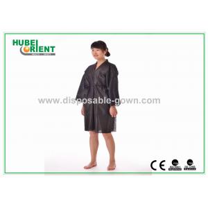 Black Breathable Disposable Kimono Robe for Spa Center / Sauna