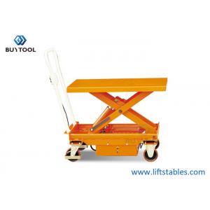 500kg 1102lbs Mobile Lift Tables Hydraulic Manual Mobile Single Scissor Lift Table Trolley