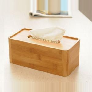 China Office Table Bamboo Tissue Box Cover Holds Rectangular Shaped Modern Look supplier