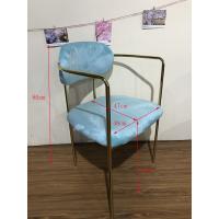 Wrought Iron 48cm 80cm Blue Velvet Dining Chairs