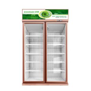 Armários de refrigeração com ventilador, refrigerador de duas portas com altura ajustável para supermercado