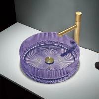 China Colorful Crystal Glass Wash Basin Cylindrical Shape Countertop Basin Bowl on sale