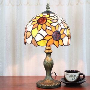 Restaurant stained glass reading table lamp hotel bedroom beside reading room night light flower luxury desk lamp