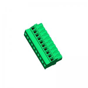 Horizontal Opposite Direction Line Matte Tin Terminal Block Connector Female PA66 Green