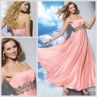Sexy Strapless Womens Prom Dresses /  Formal Pleated Long Dress in Pink
